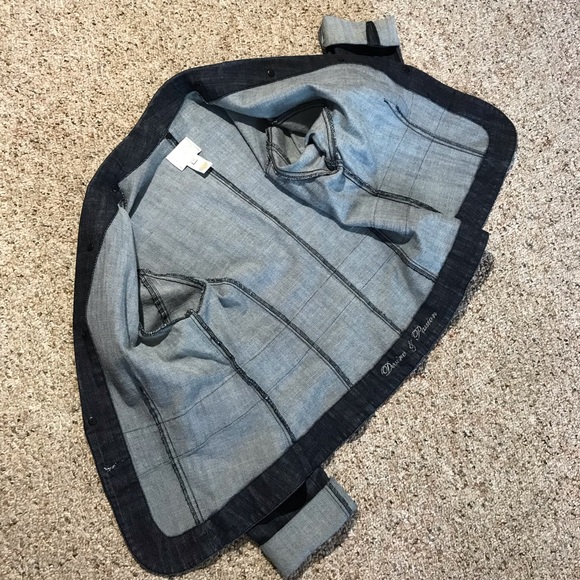 Women’s WHITE HOUSE | BLACK MARKET Dark Blue Denim Jean Jacket Blazer EUC Sz 8 - Picture 11 of 14